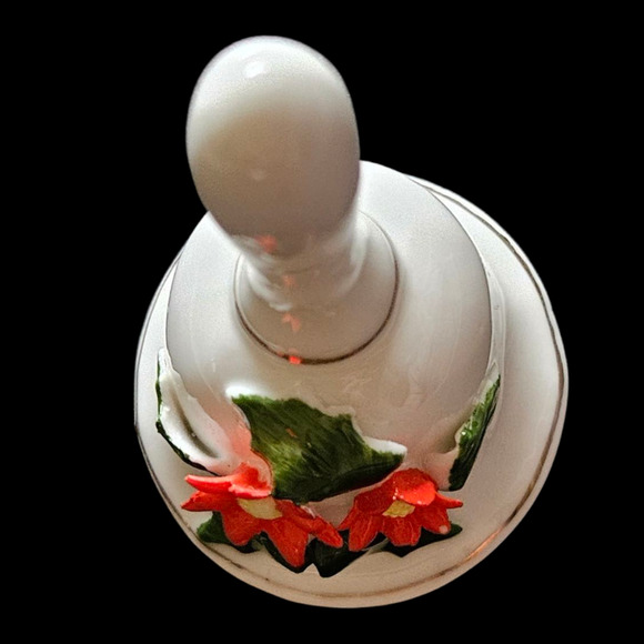 Vintage Bone China Taiwan Bell Poinsettia Flowers Holly Leaves Christmas Decor - Picture 5 of 7